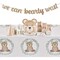 Serves 24 Teddy Bear Themed Baby Shower Party Supplies with Hat, Banner, Tablecloth, Treat Boxes, Paper Plates, Napkins, Cups